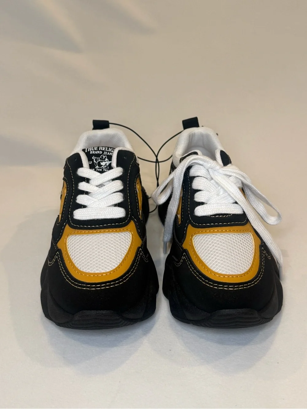True Religion Boys Dad Sneakers Black Mustard Yellow Chunky Sole NWT Size 12